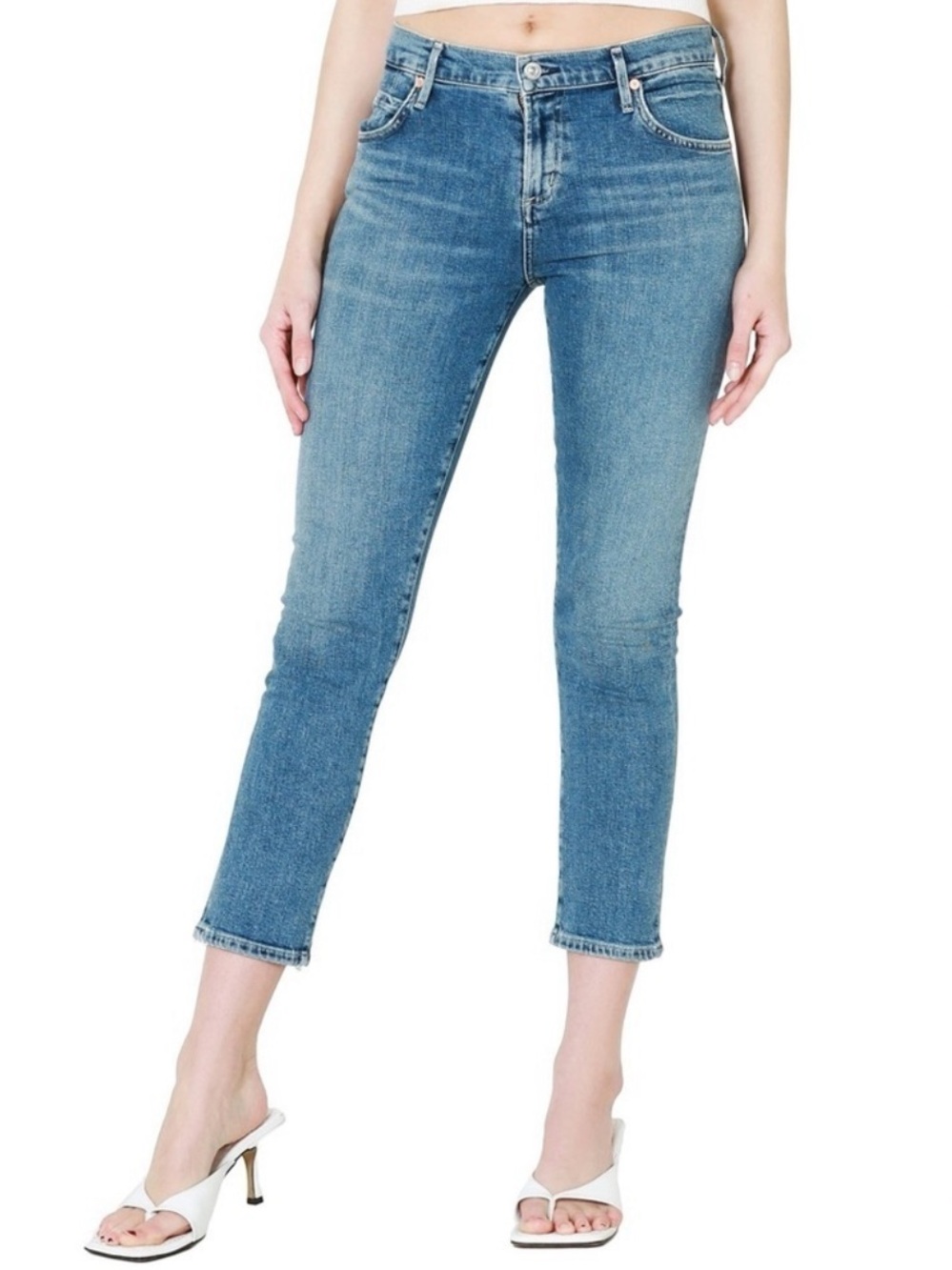 Citizens Of Humanity Elsa Mid Rise Cropped Jeans - Medium Blue 30
